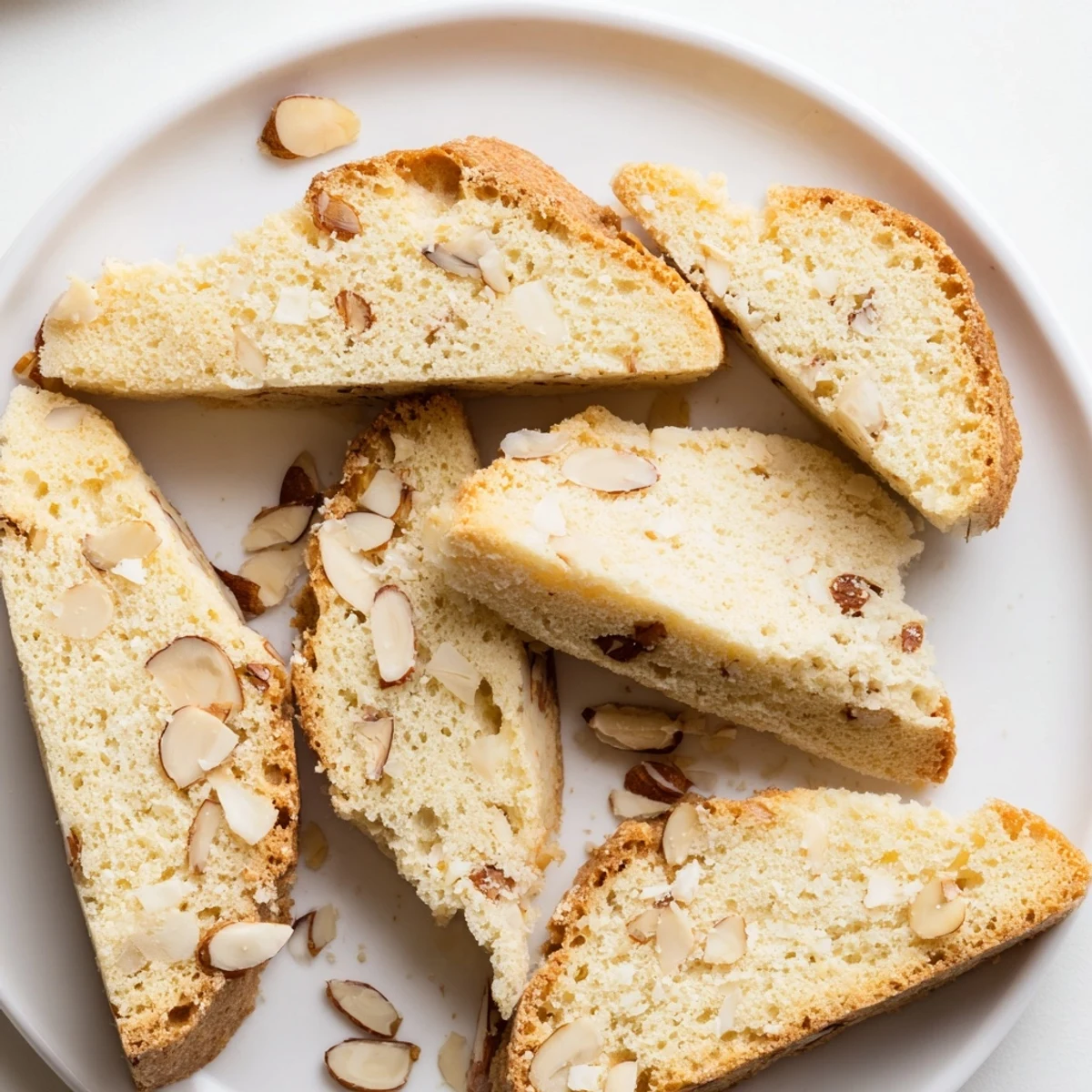 Warm, golden Soft Sweet Almond Biscotti, invitingly displayed; perfect with a cup of coffee.