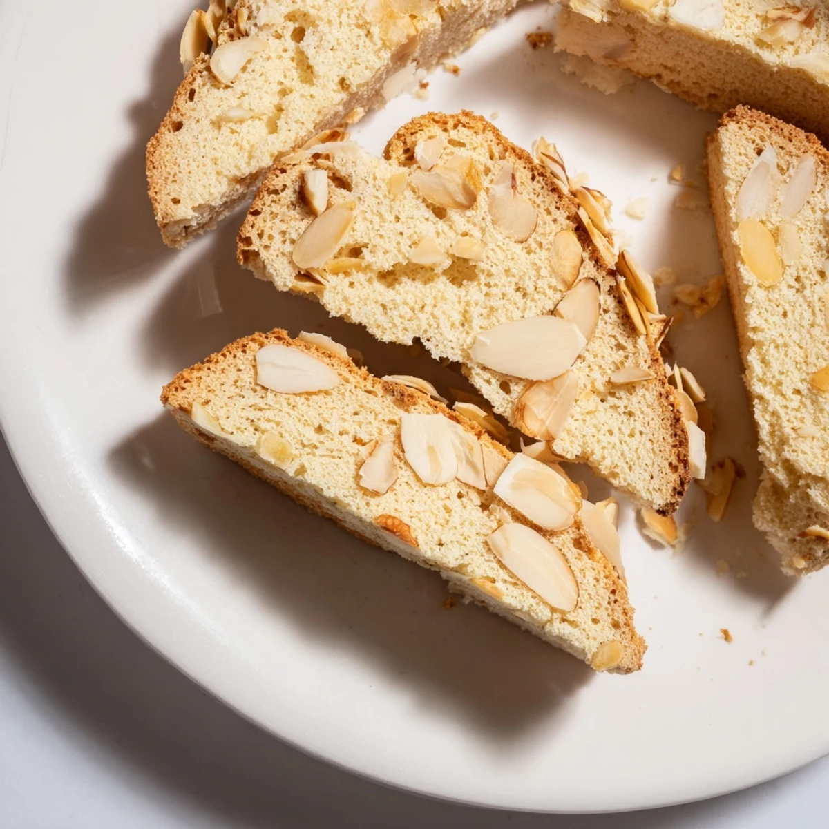 Image of homemade Soft Sweet Almond Biscotti, filled with toasted almonds, ready to dunk.