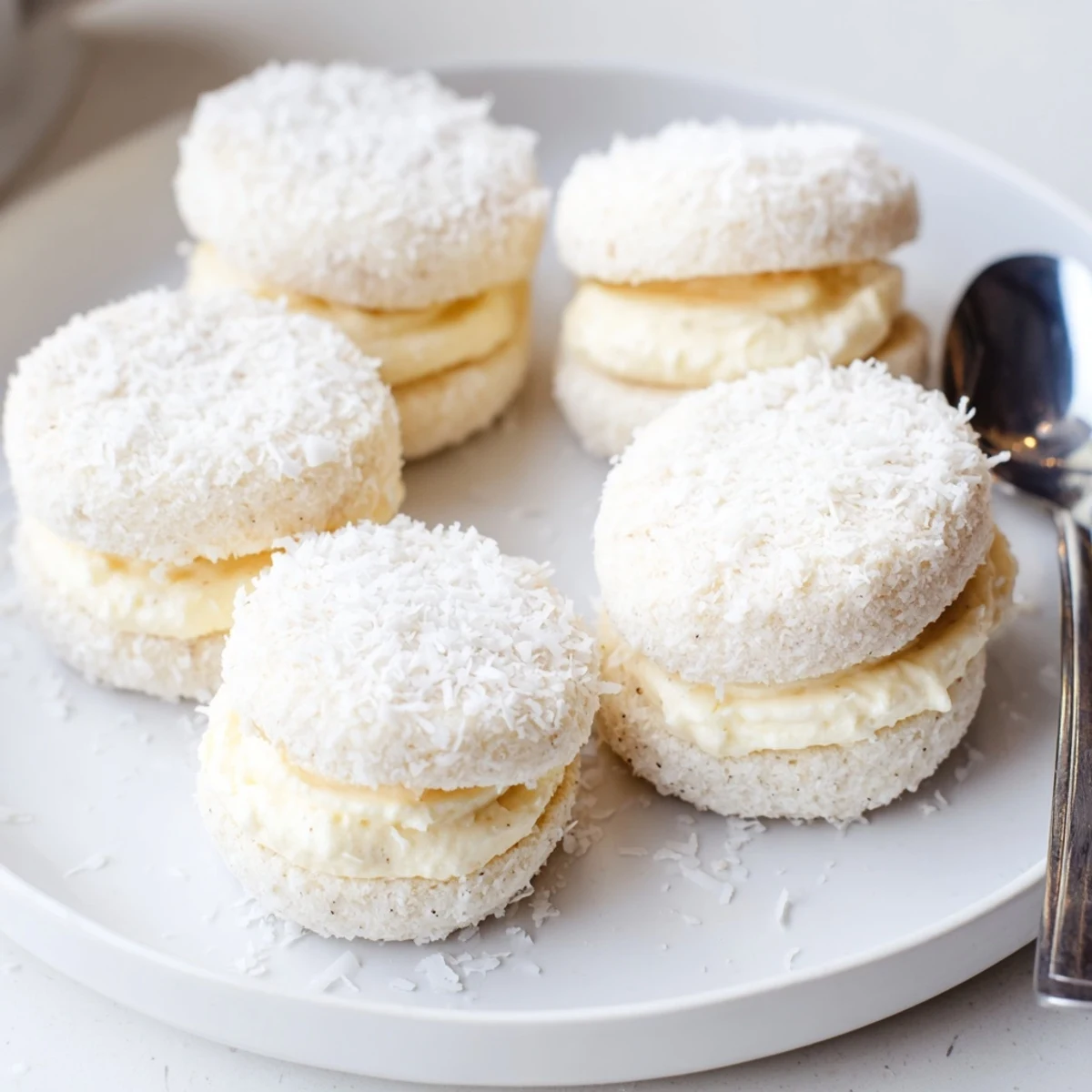 Snowball Tea Sandwich Bites, delightful bite-sized treats rolled in coconut, perfect for afternoon tea spreads.