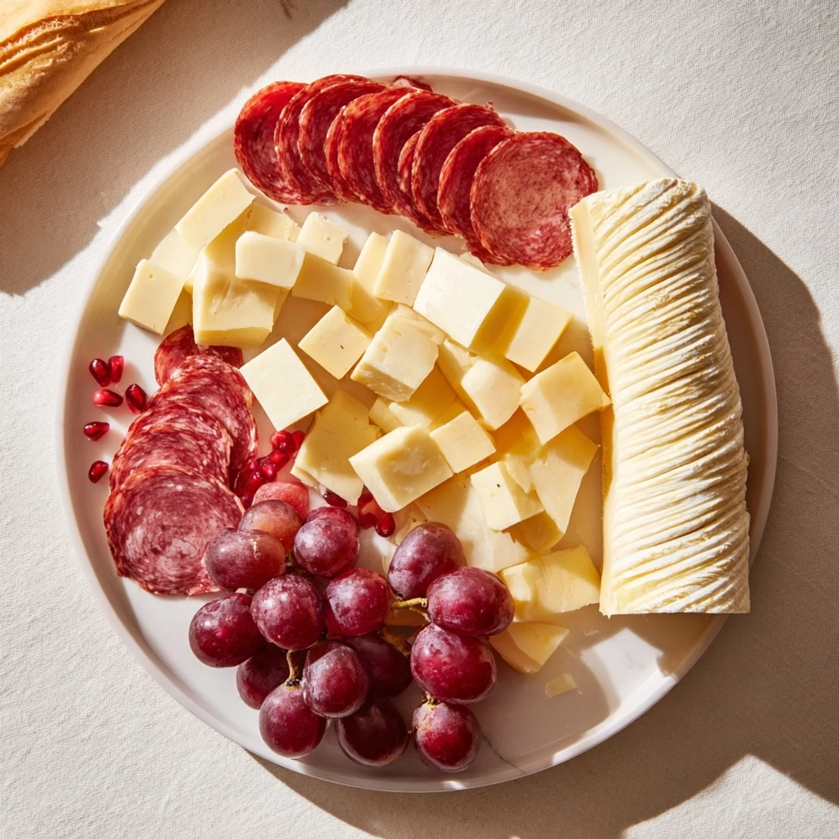 Festive Twelve Days of Christmas snack board overflowing with cheeses, fruits, and holiday treats, ready to serve.