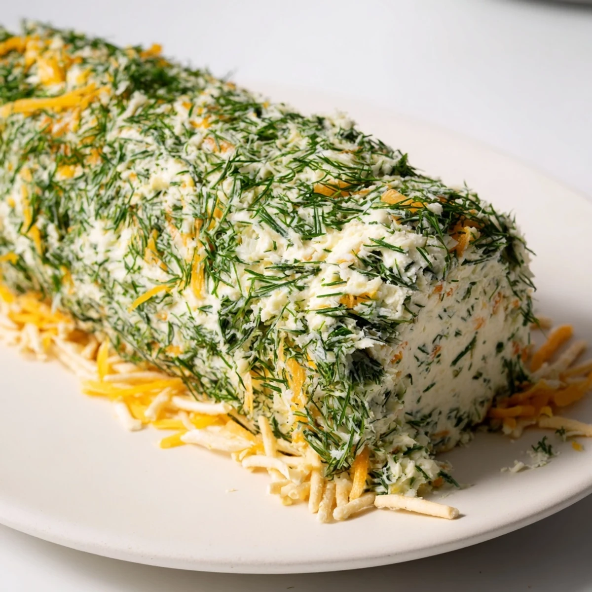 Enjoy a savory bite with the fresh herb-covered Herb-Coated Cheese Log and the cracker arrangement.
