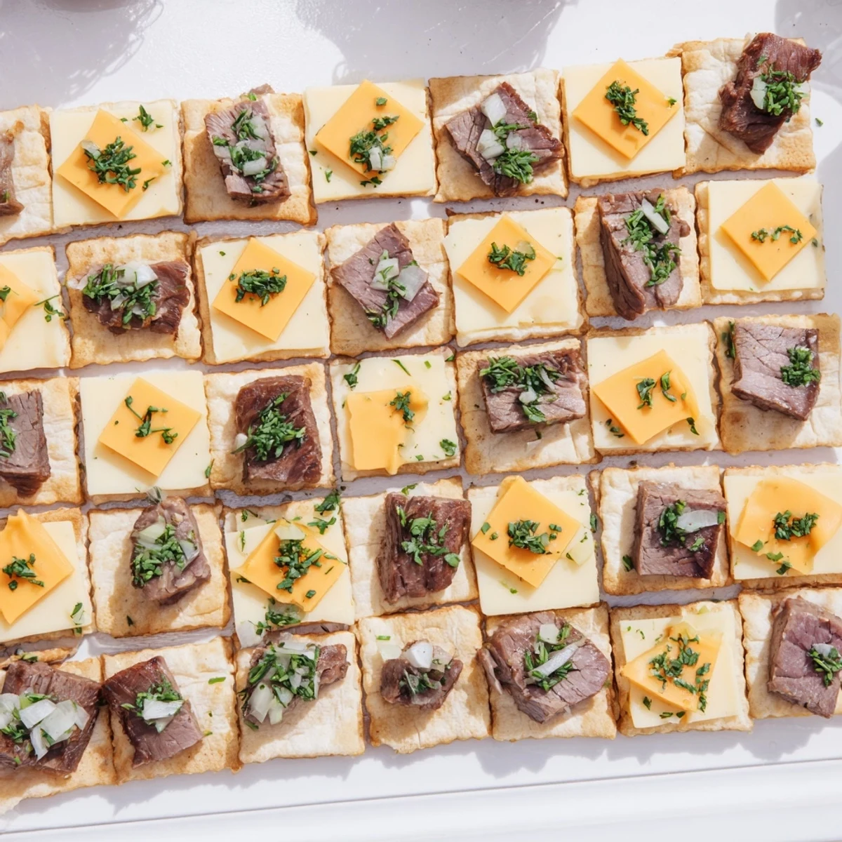 Checkerboard Picnic Bites: A close-up view of the savory checkerboard, a delightful party appetizer.