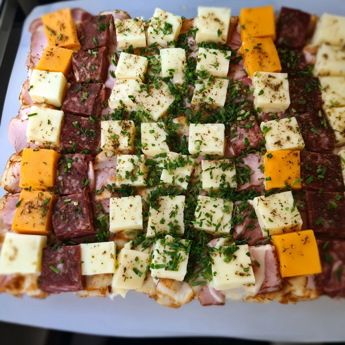 Easy-to-make Checkerboard Picnic Bites: a colorful array, perfect finger food for a picnic spread.