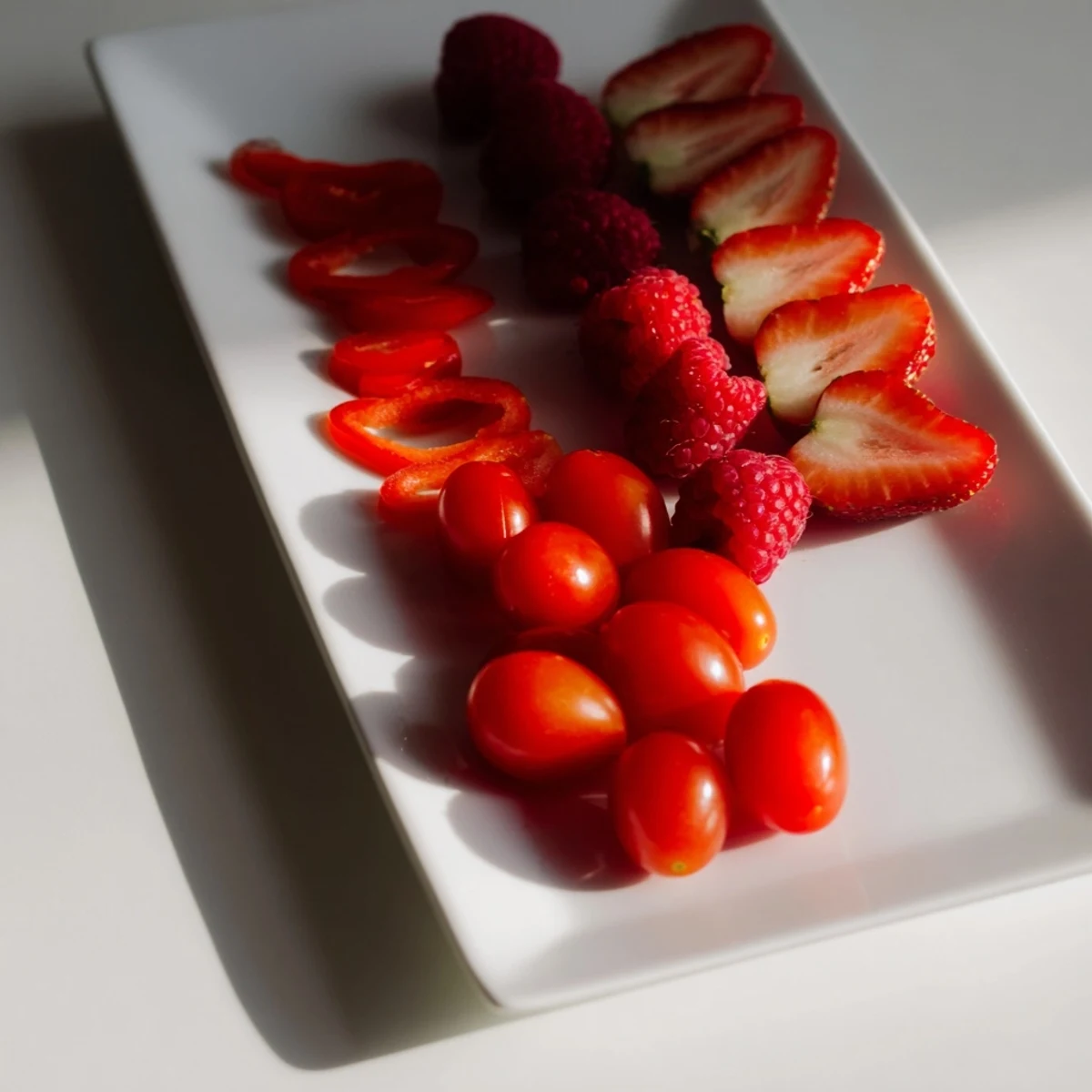 Rainbow Pride Spectrum grazing board overflowing with colorful fruits and vegetables, ready to serve.