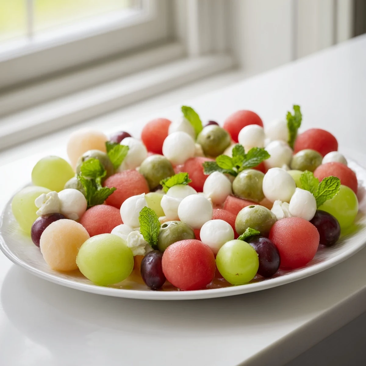 Fresh The Polka Dot Platter, a visually exciting vegetarian appetizer with colorful, round elements.