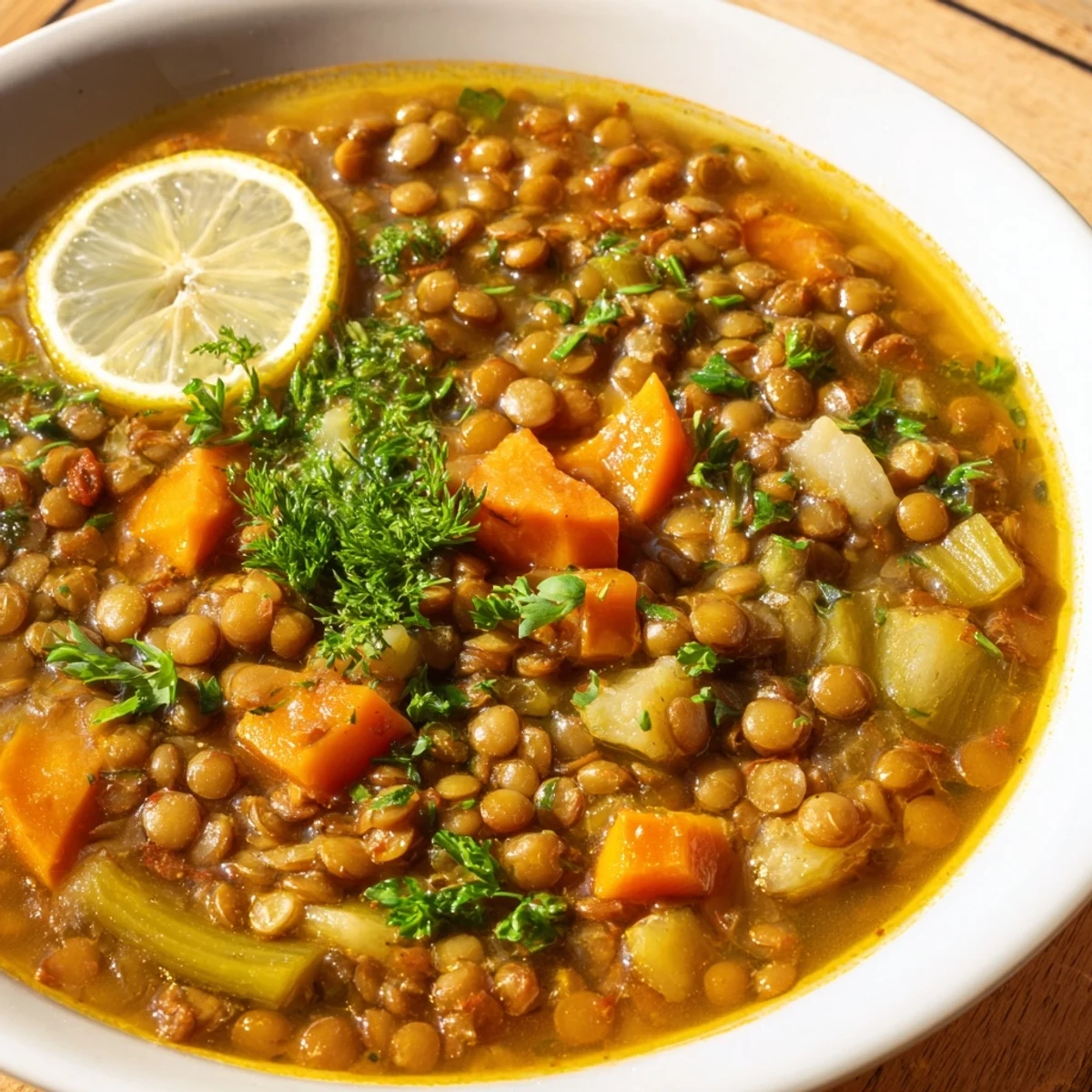 Hearty Middle Eastern Lentil and Chickpea Stew: a vibrant vegan stew brimming with lentils and spices.