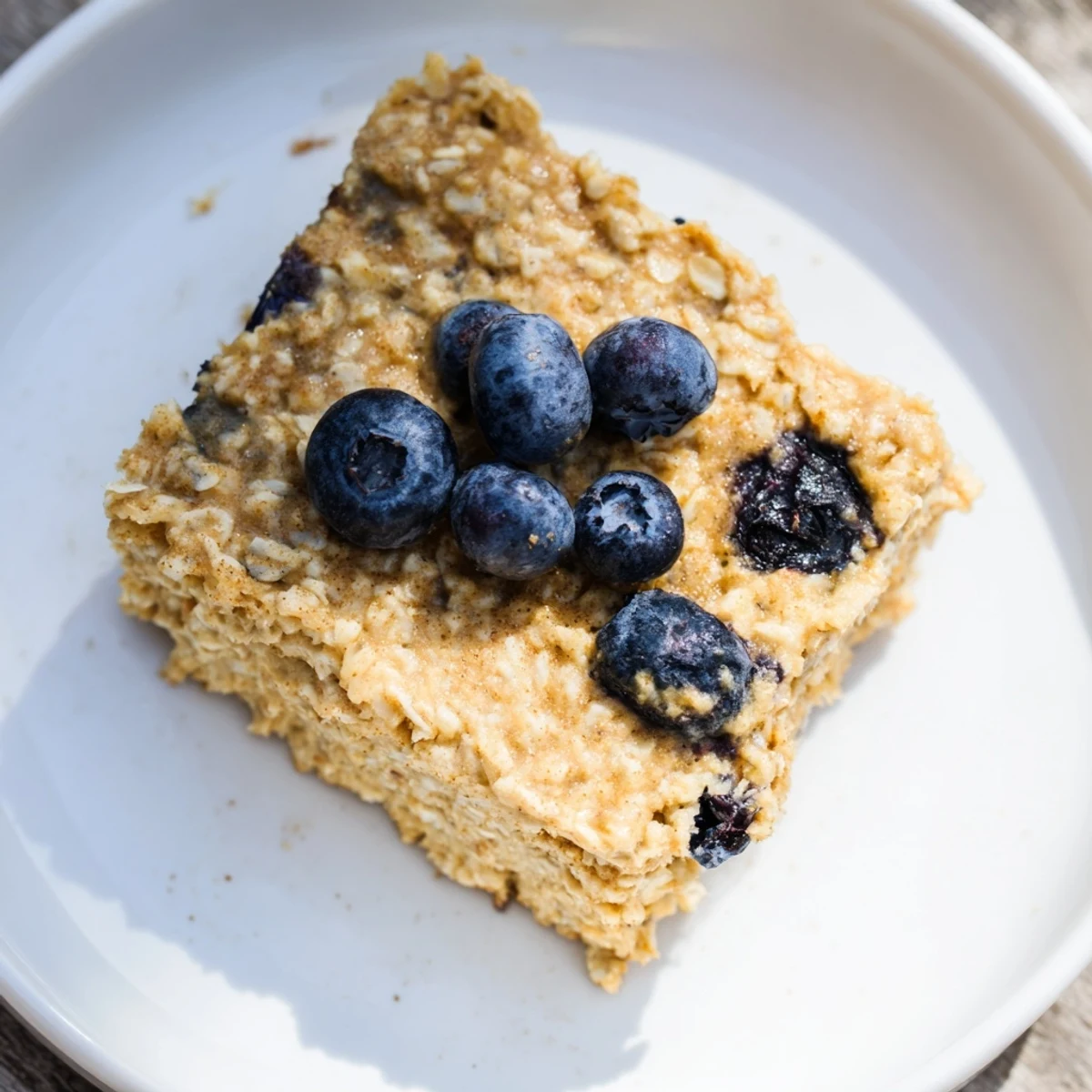 A close-up of a freshly baked, delicious Protein Pancake Oats served with a drizzle of maple syrup.