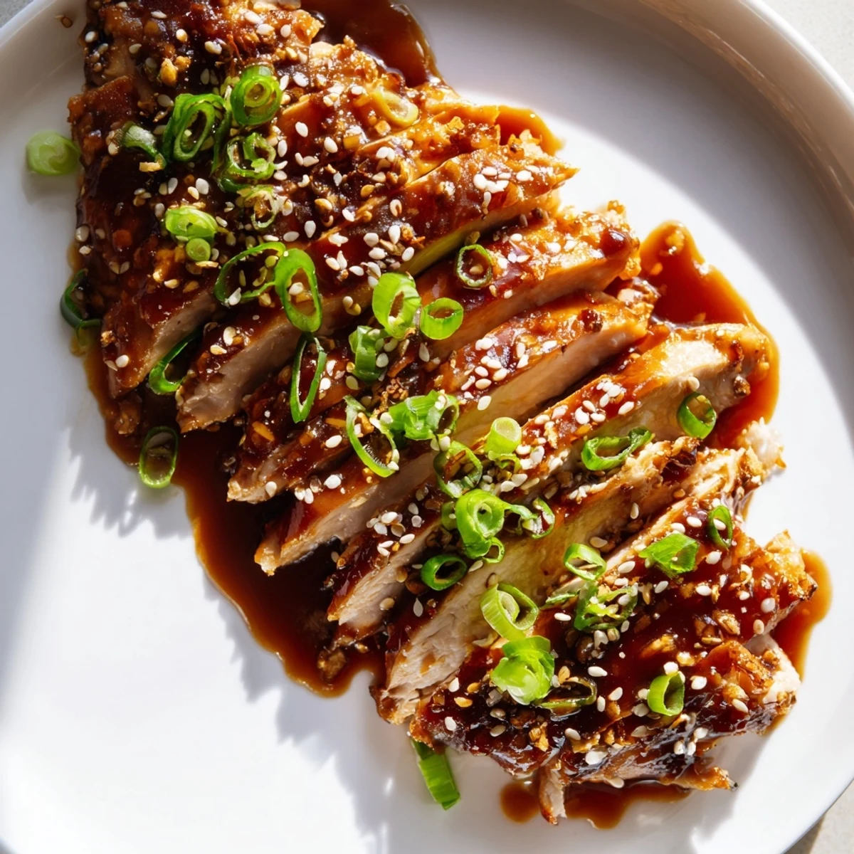 Sweet and Spicy Sriracha Honey Chicken, glistening with a vibrant glaze, ready to serve with rice.
