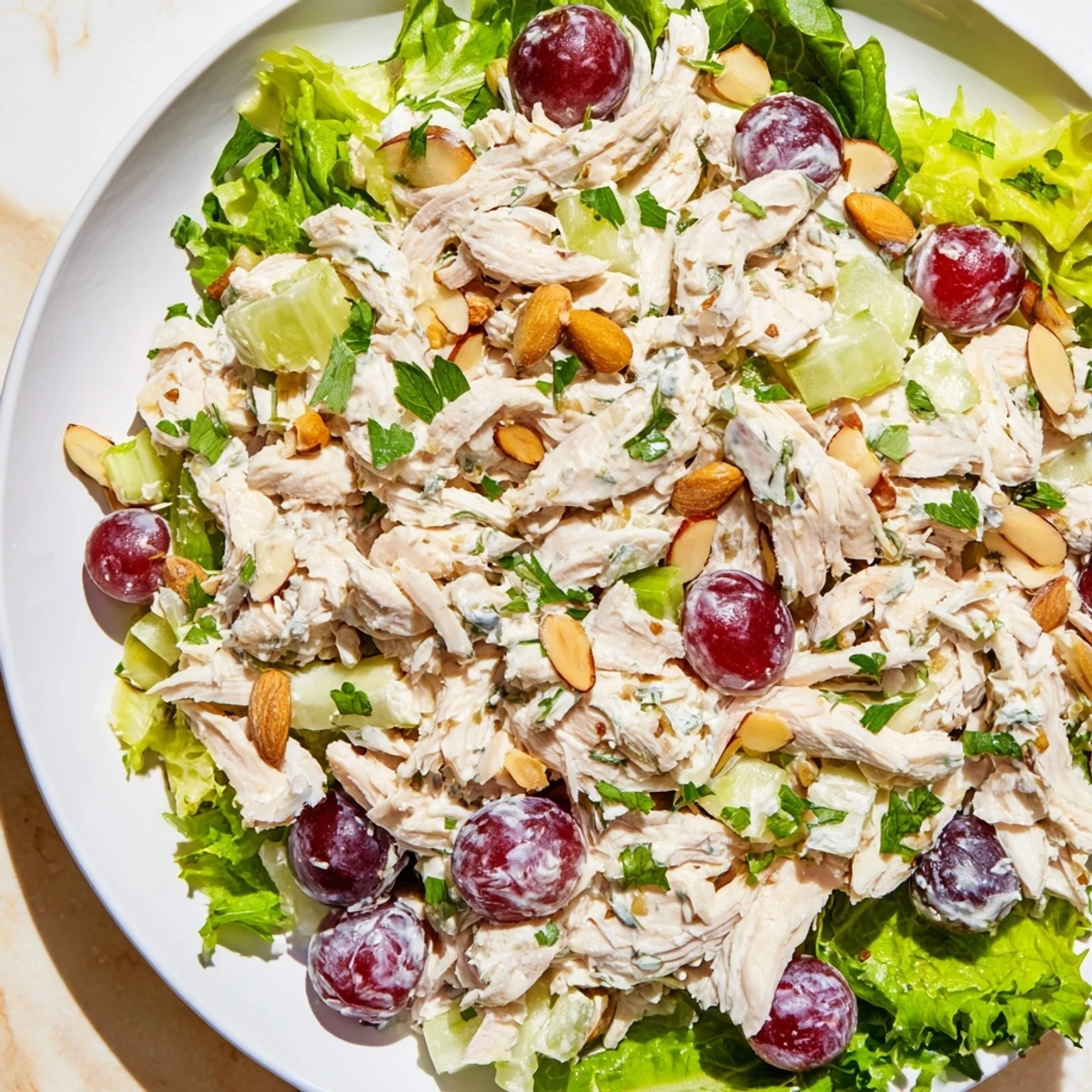 Creamy Crispy Chicken Salad with juicy grapes, crisp celery, and tender chicken, perfect for a light lunch.