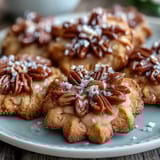 Beautiful flower-shaped shortbread cookies with golden edges, perfect for spring tea parties and dessert trays.