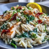 Lemon Orzo with Chicken Spinach