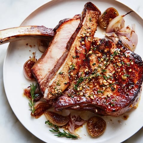 Bone-in Plum-Soft Pork Chops nestled with sweet plums, bathed in shimmering, thick balsamic sauce.