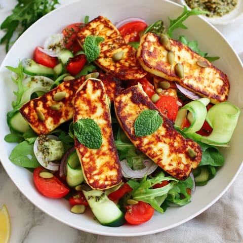 Grilled Halloumi Pesto Plate