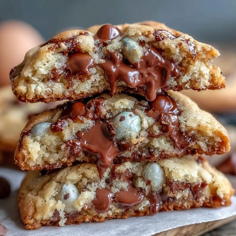 Golden-brown cookies loaded with chocolate chips and crunchy Cadbury Mini Eggs, a festive springtime treat.  