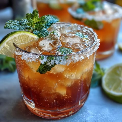 Refreshing non-alcoholic margarita bursting with fresh lime and orange, served with a salted rim.