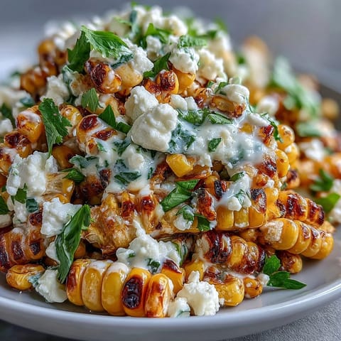 Delicious Mexican Street Corn Salad, bright with charred corn and cilantro.