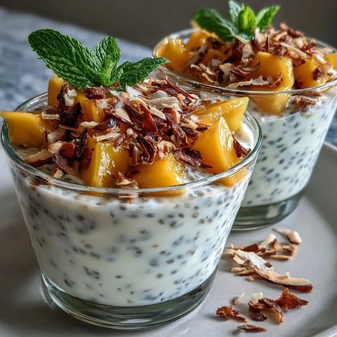 Juicy mango layered Skyr Protein Chia Pudding, a healthy breakfast dream.