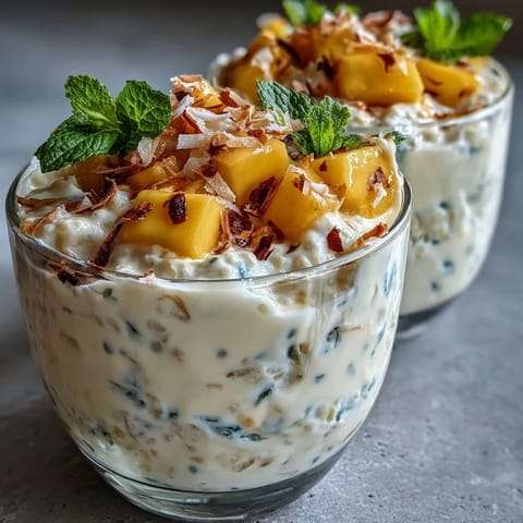 Creamy Skyr Protein Chia Pudding topped with vibrant, sweet mango cubes.