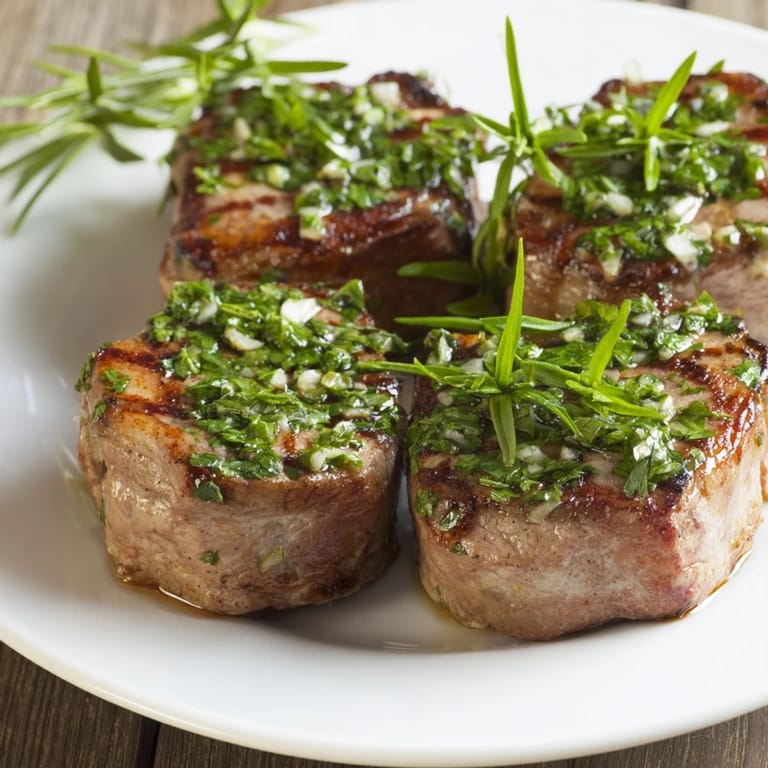 Juicy pan-seared lamb chops drizzled with vibrant mint sauce; a flavorful Mediterranean dish.