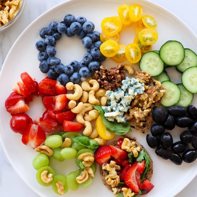 The Olympic Rings interlock displaying an array of veggie-based rings ready for delicious dipping.