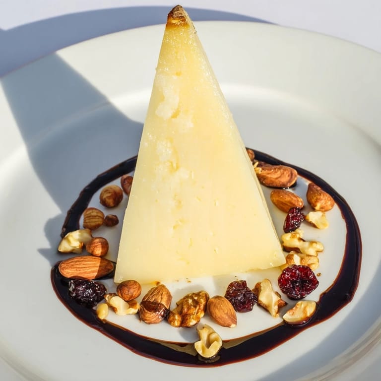 This beautiful sundial cheese platter showcases a balsamic shadow, nuts, perfect for entertaining guests.