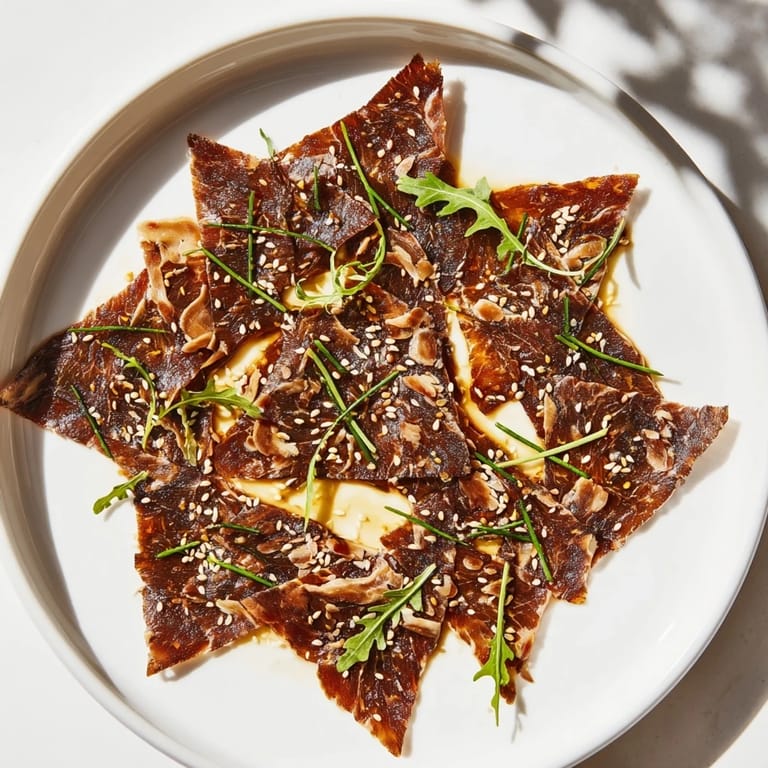 Savory and visually striking, the Origami Fold Beef Appetizer showcases tender beef folded into artistic shapes.