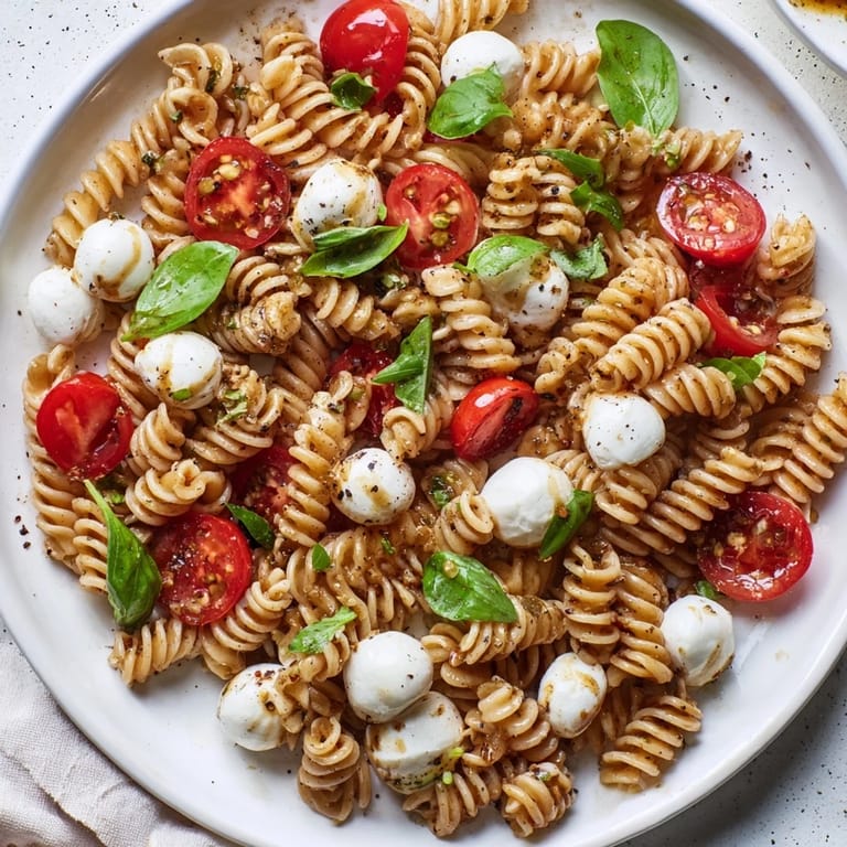 Enjoy this refreshing Caprese Pasta Salad, perfect for gatherings and featuring fresh basil and pasta.