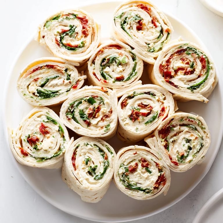 Tightly rolled Sun-Dried Tomato Turkey Roll-Ups with visible fillings, ideal for a quick Italian-inspired appetizer.