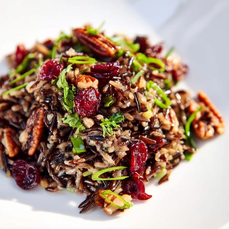 Serving suggestion for Wild Rice Harvest Salad as a vegetarian, gluten-free side dish, paired with roast turkey.