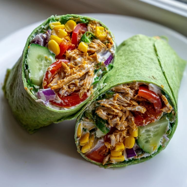 A hand holding a sliced BBQ Chicken Salad Wrap over a wooden board, with lime wedges and extra BBQ sauce drizzle, perfect for a quick lunch.
