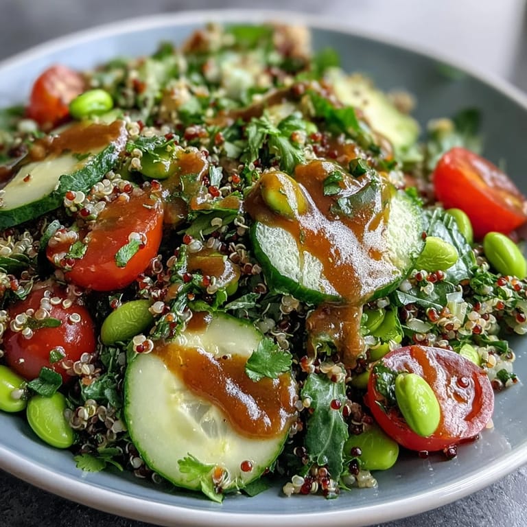 Protein-packed Edamame and Quinoa Salad bursting with fresh citrus flavor.