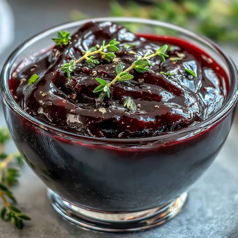 Close-up of brushed black currant glaze on a glazed ham, showcasing its deep purple sheen.