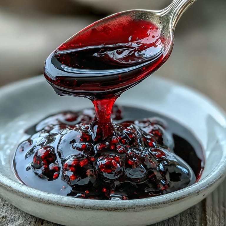 Frothy iced latte featuring Black Currant Syrup, showcasing the rich, dark swirl mixing into the milk.