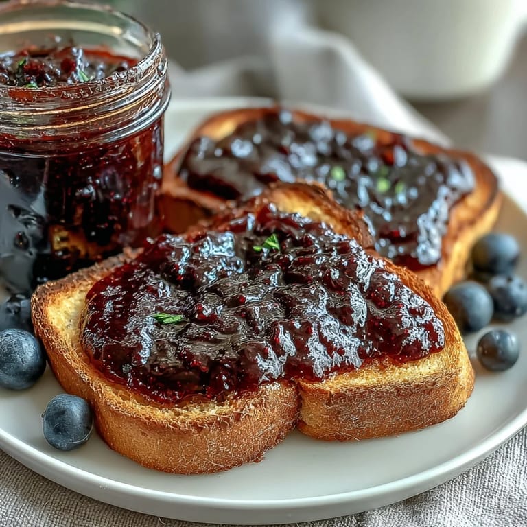 Rich, jewel-toned black currant jelly set in glass jars, perfect for glazing fruit tarts or adding to cheese platters.