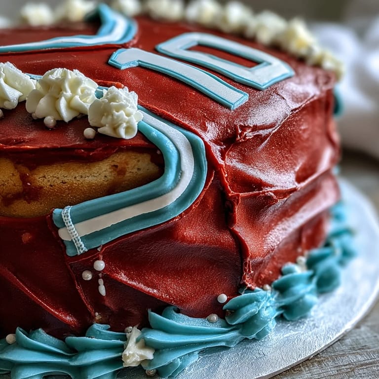 Festive graduation sports jersey cake with bold team colors and a personalized number, an impressive centerpiece for any graduation party dessert table.