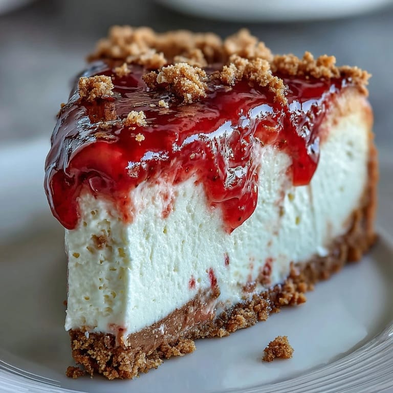 Rich and decadent no-bake strawberry cheesecake, featuring a crisp crust and luscious strawberry topping for a crowd-pleasing treat.