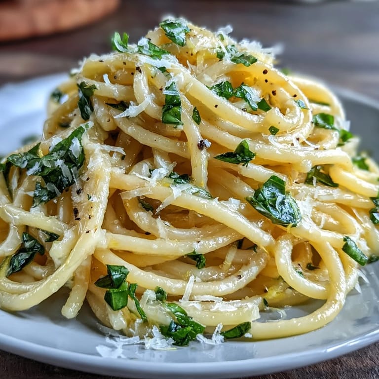Easy 15-minute spring pasta limone with fresh lemon zest, butter, parmesan, and torn basil leaves for a light Italian meal.