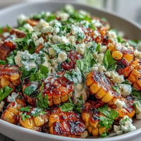 Vibrant Mexican Street Corn Salad with crumbled cotija and fresh lime.